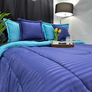edredon danes bicolor azul celeste con azul oscuro