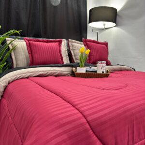 edredon vinotinto - beige