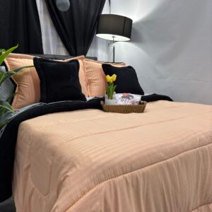 edredon ovejero durazno - negro