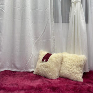 Cortina jacquard con velo en color Marfil