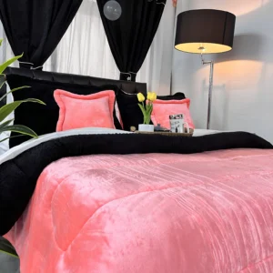 Edredón Berlín piel de durazno con ovejero, edredón térmico suave y abrigado para cama.