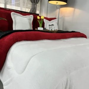 Edredón Berlín piel de durazno con ovejero, edredón térmico suave y abrigado para cama.