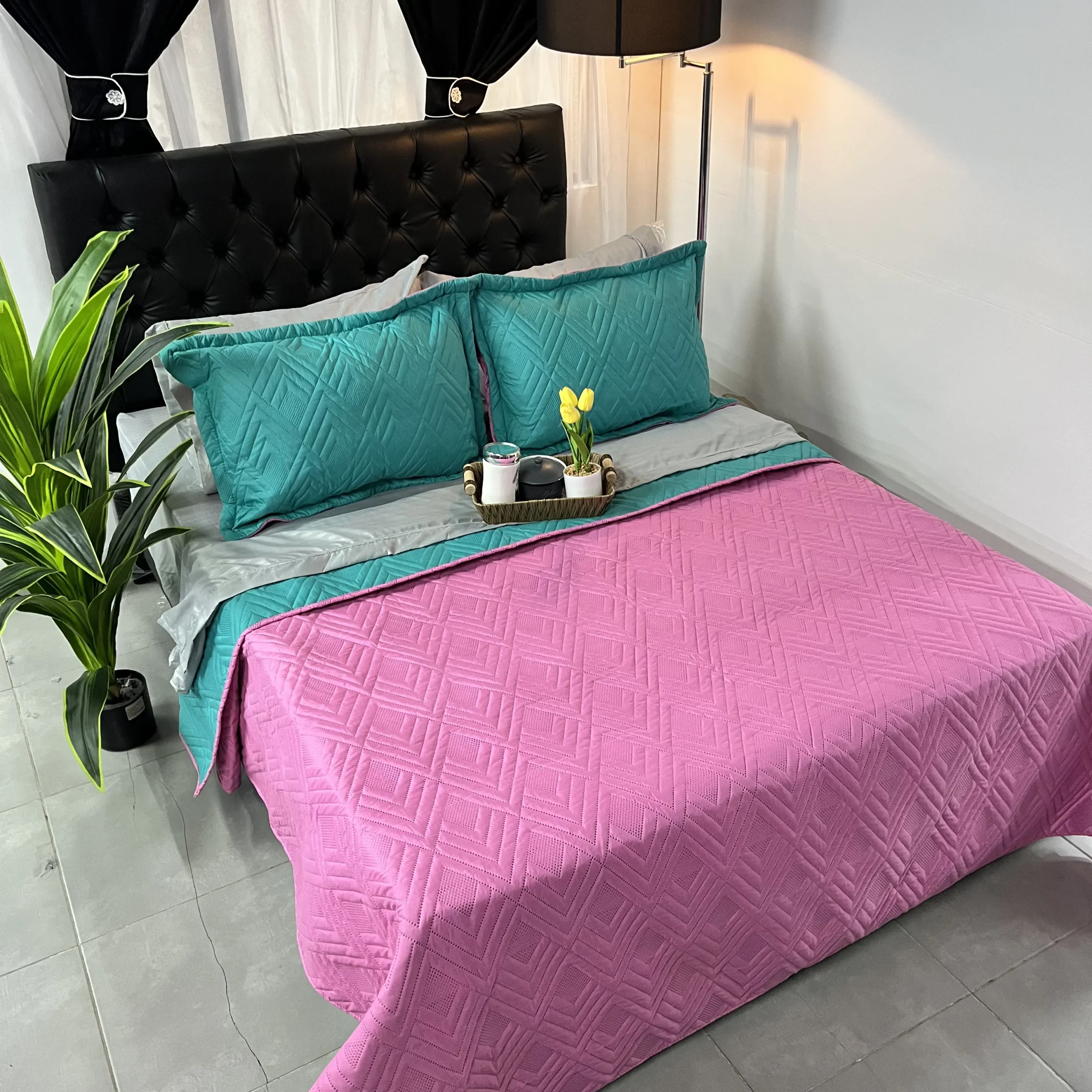Colcha Bicolor Turquesa - Rosa - Image 4