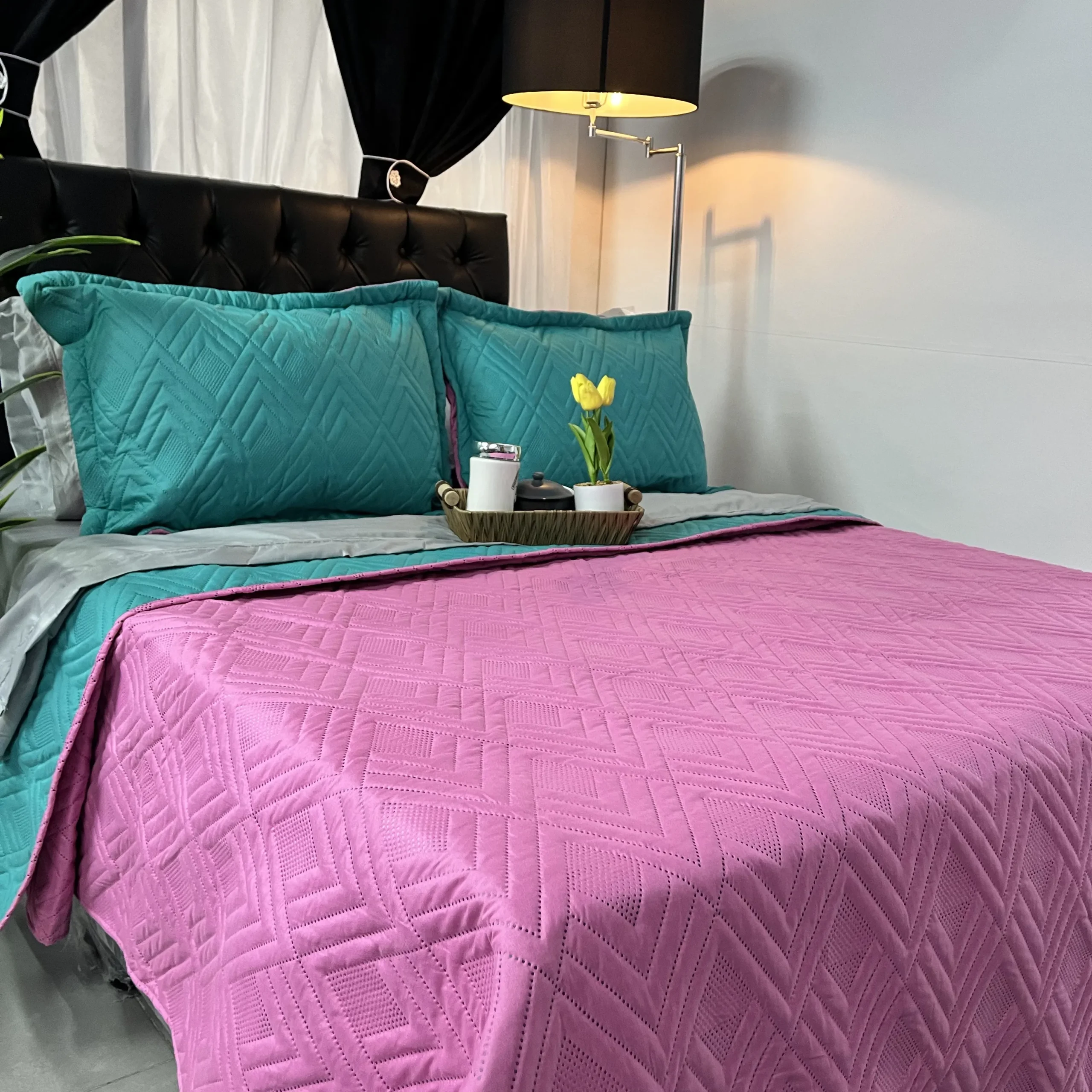 Colcha Bicolor Turquesa - Rosa - Image 5