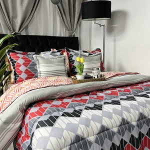 Edredón danés estampado para cama doble con diseño moderno y acogedor para dormitorio.