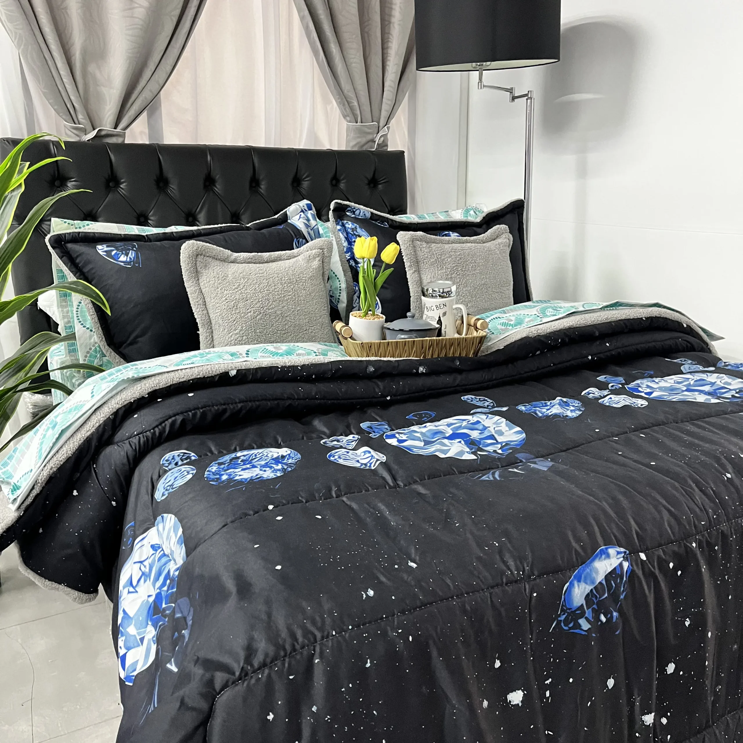 Edredón estampado ovejero para cama doble, suave y acogedor para dormitorio