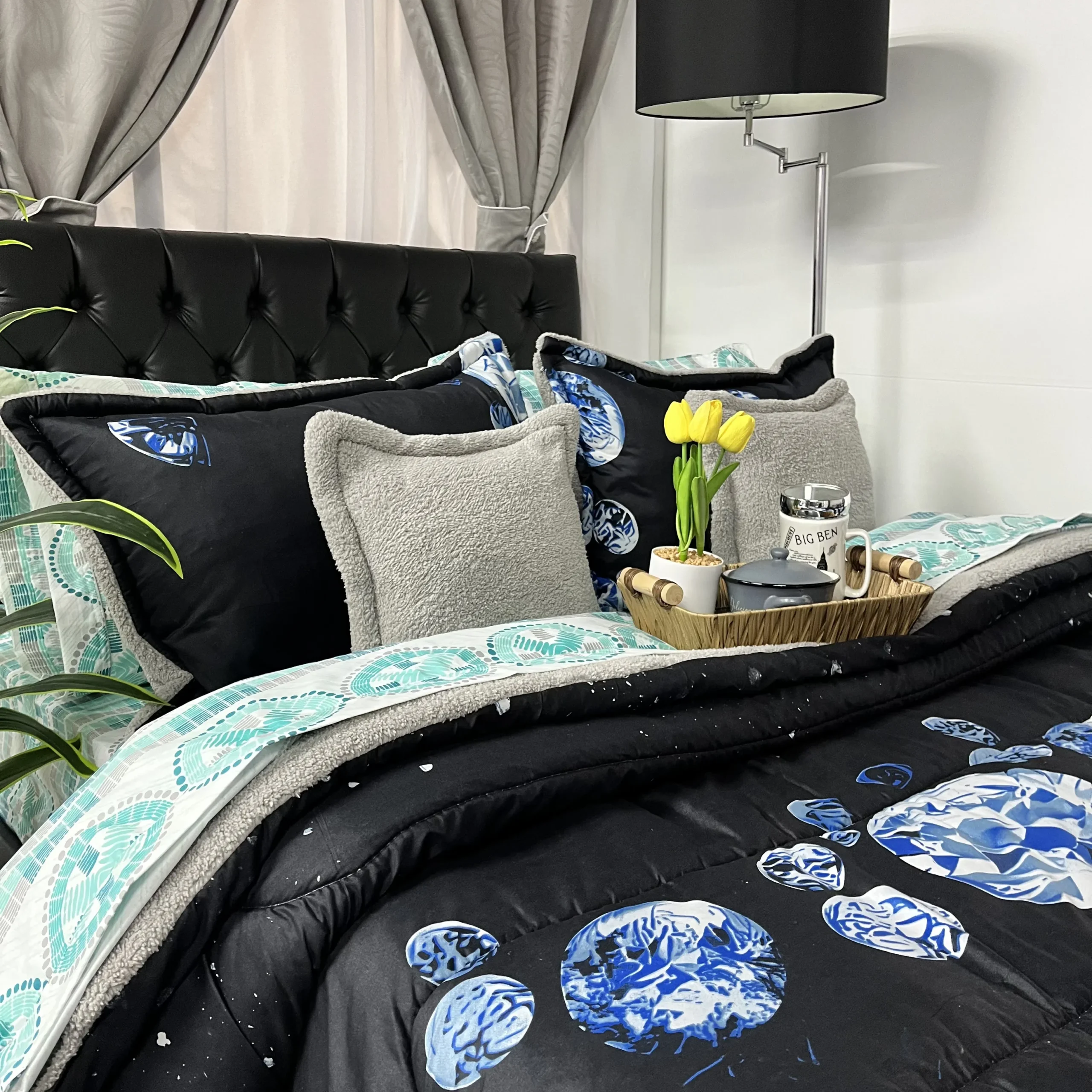 Edredón Estampado Ovejero Diamante - Gris - Image 2