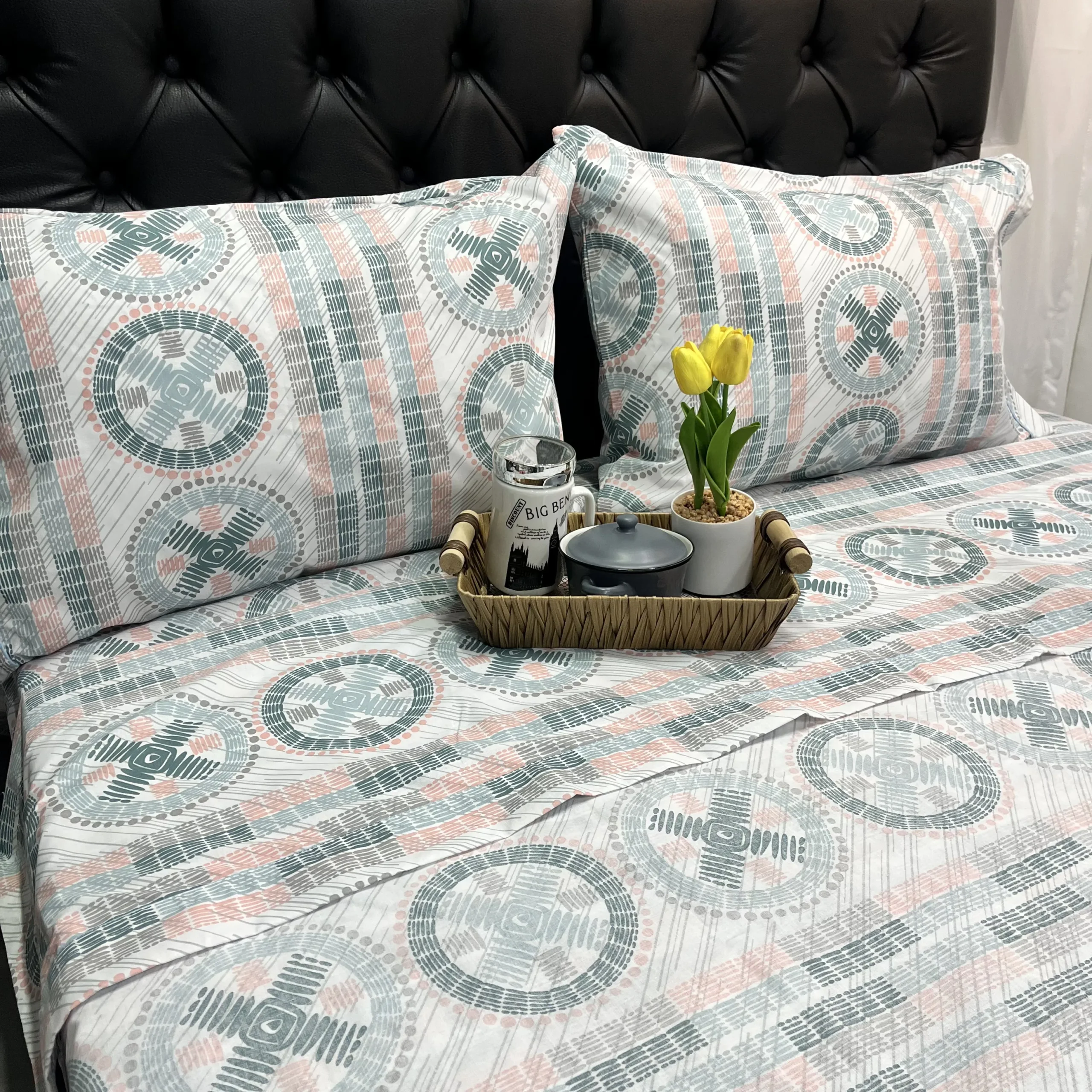 Juego de Sábanas 144 Hilos Circulos Geométrico - Image 2