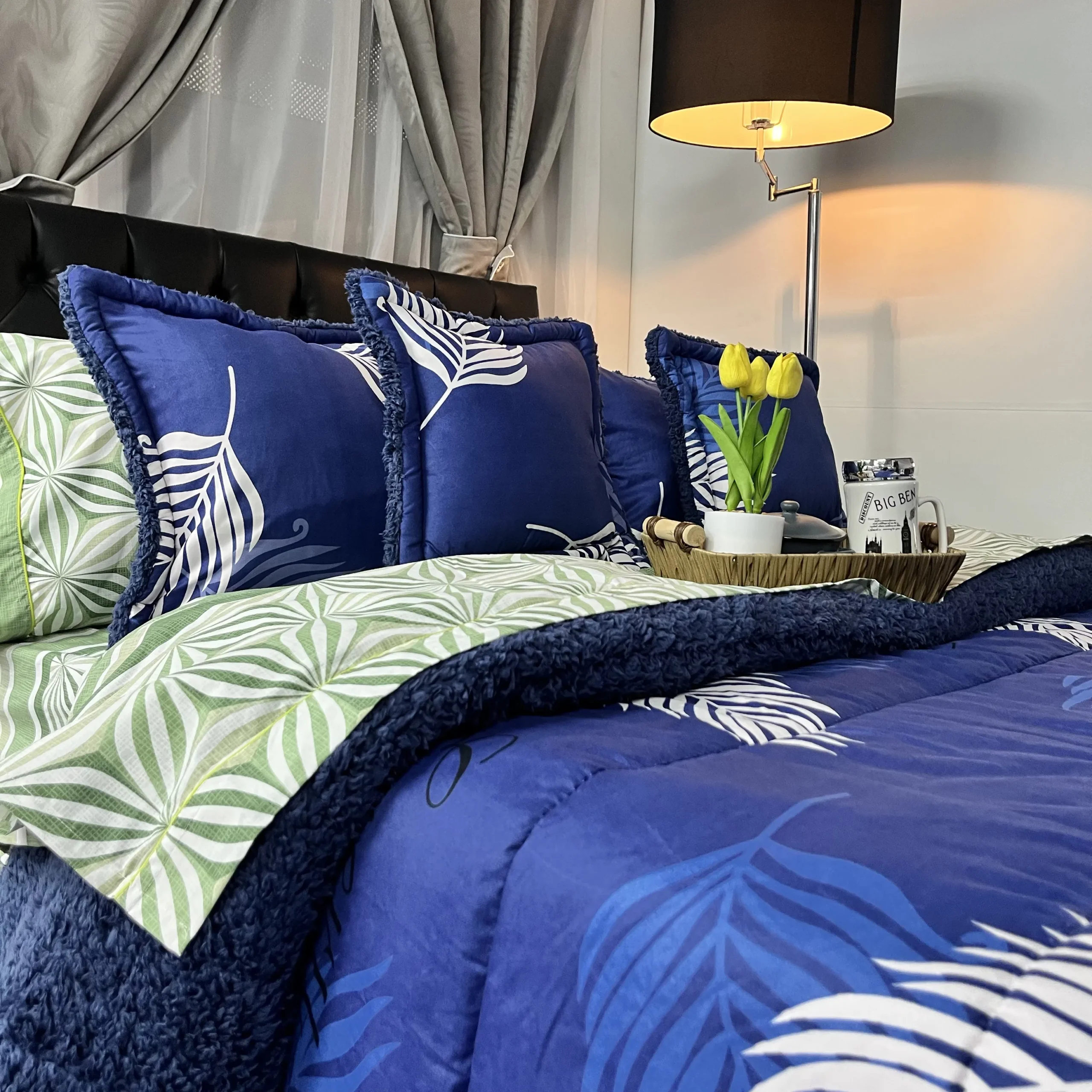 Edredón danés estampado con diseño de ovejero para cama doble, suave y acogedor para dormitorio