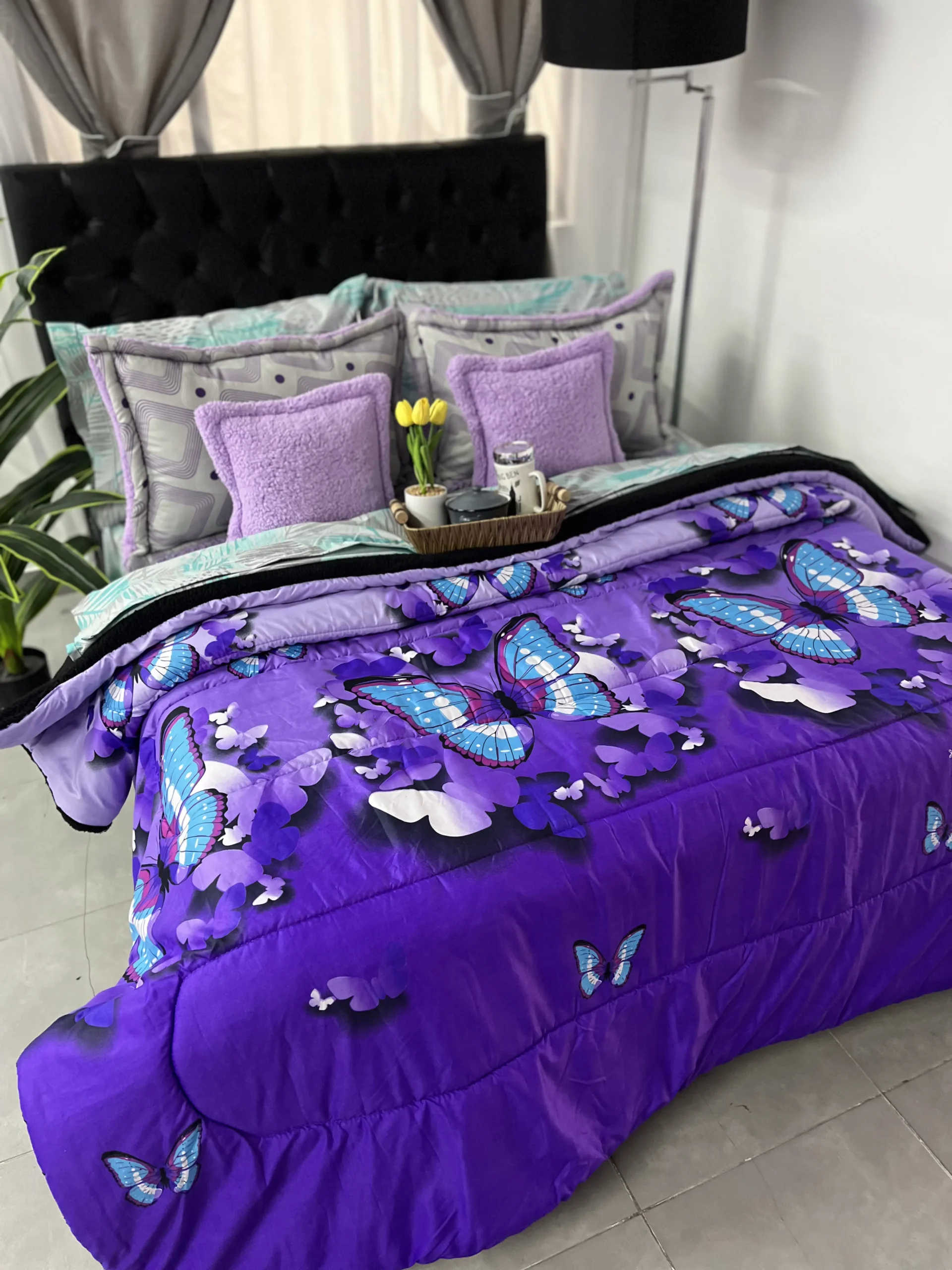Edredón Estampado Ovejero Mariposas - Lila - Image 3