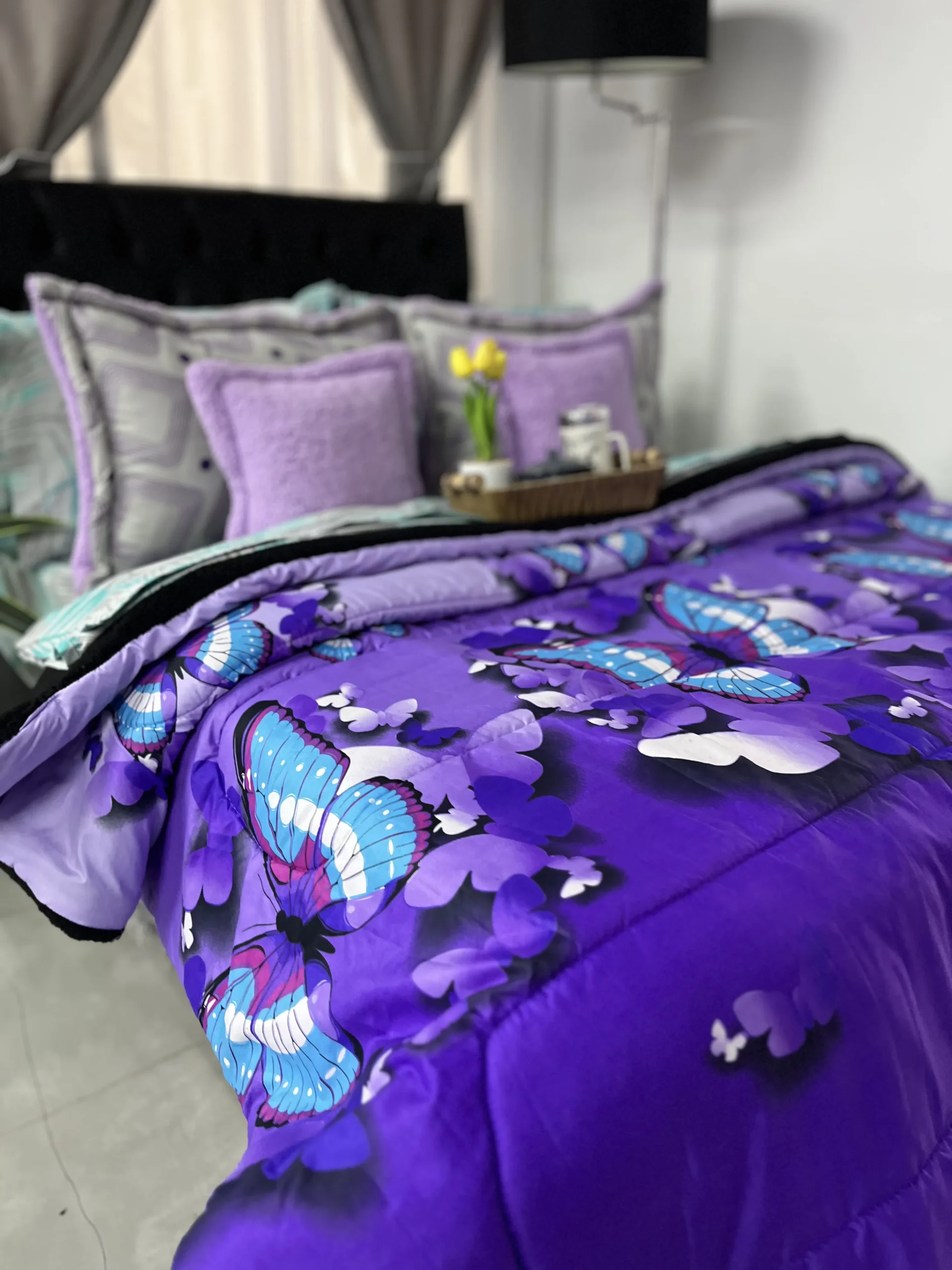 Edredón estampado ovejero para cama doble, suave y acogedor para dormitorio