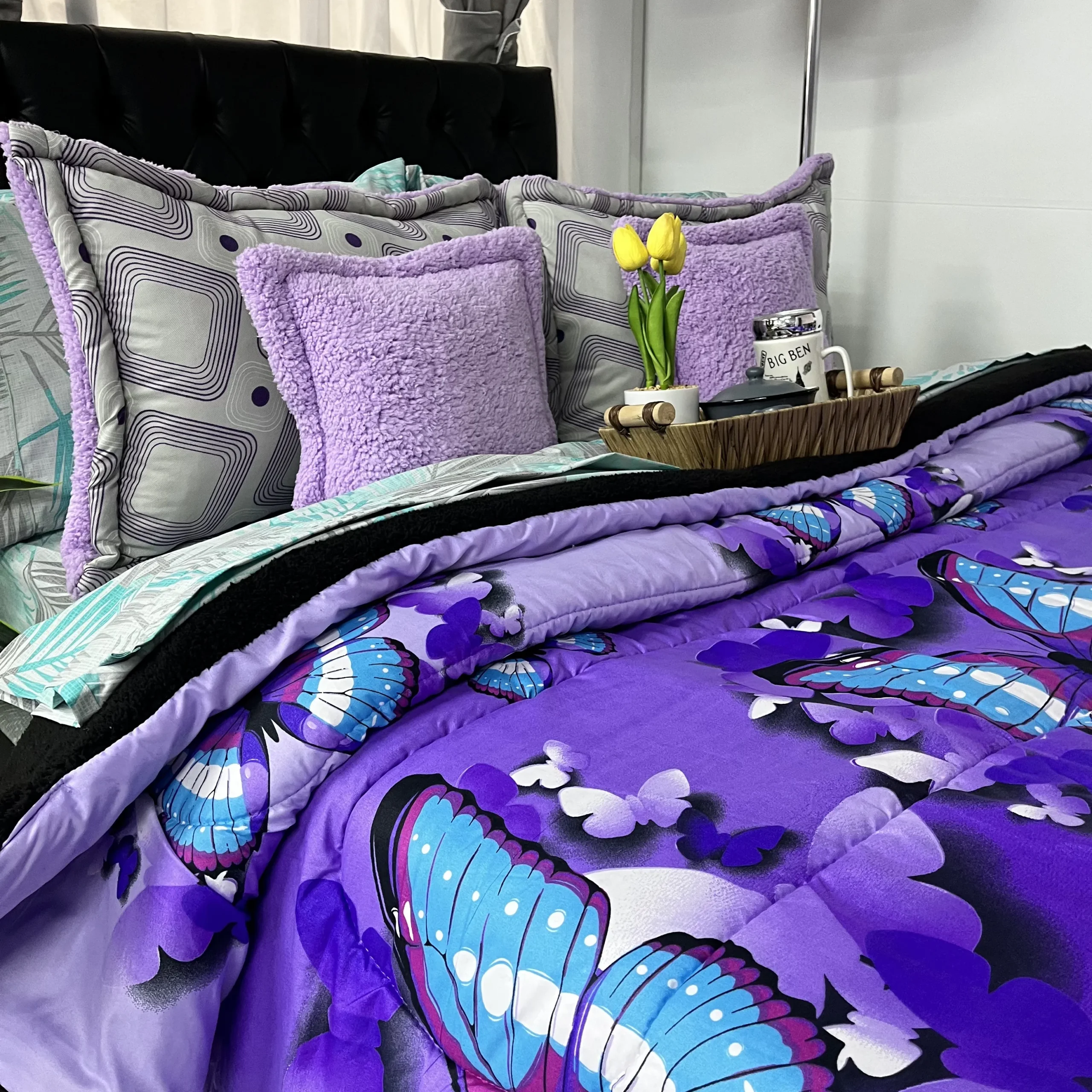 Edredón estampado ovejero para cama doble, suave y acogedor para dormitorio