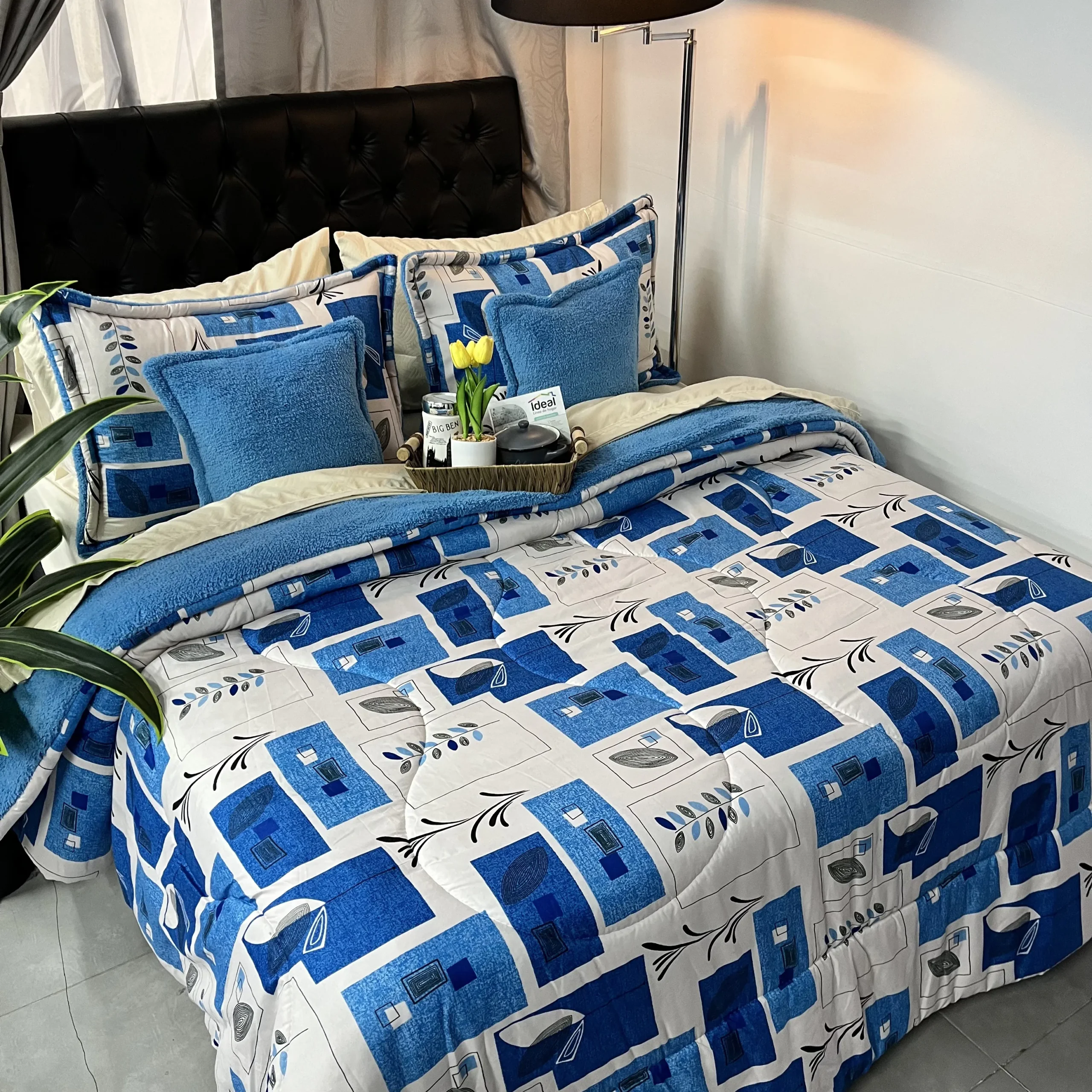 Edredón ovejero unicolor para cama doble, suave, cálido y acogedor para dormitorio