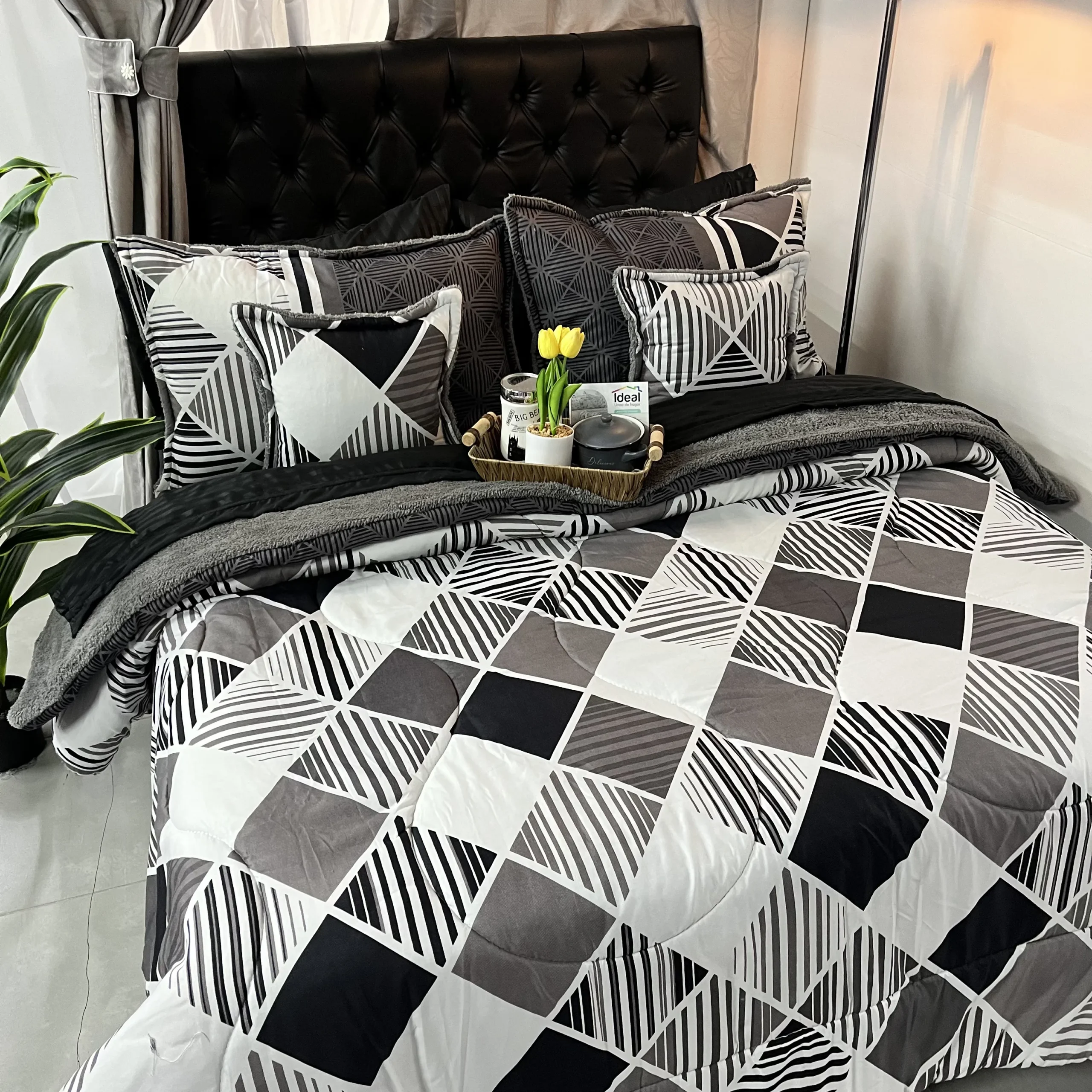 Edredón estampado ovejero para cama doble, cálido, suave y acogedor para dormitorio.
