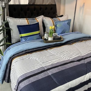 Edredón estampado para cama doble con diseño moderno y acogedor para dormitorio.