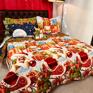 Colcha navideña estampada para cama, suave y decorativa para dormitorio.