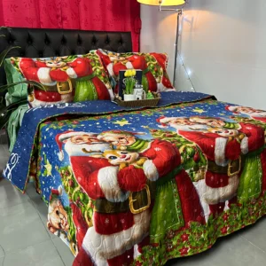 Colcha navideña estampada para cama, suave y decorativa para dormitorio.