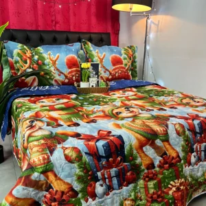 Colcha navideña estampada para cama, suave y decorativa para dormitorio.